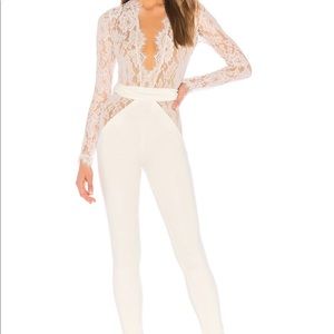 Michael Costello x Revolve White Bridal Jumpsuit
